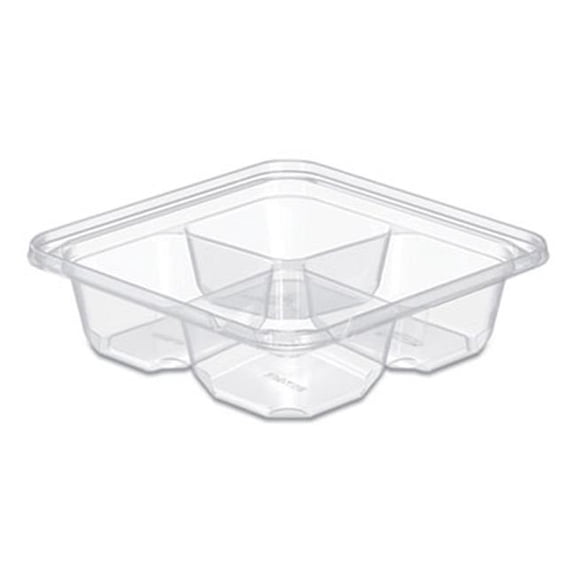 Dart DCCSBTG4S Tamperguard Snack Boxes, 4 Compartments, 6.3 x 6.3 x 1.8 in. - Clear - Plastic - Case of 4