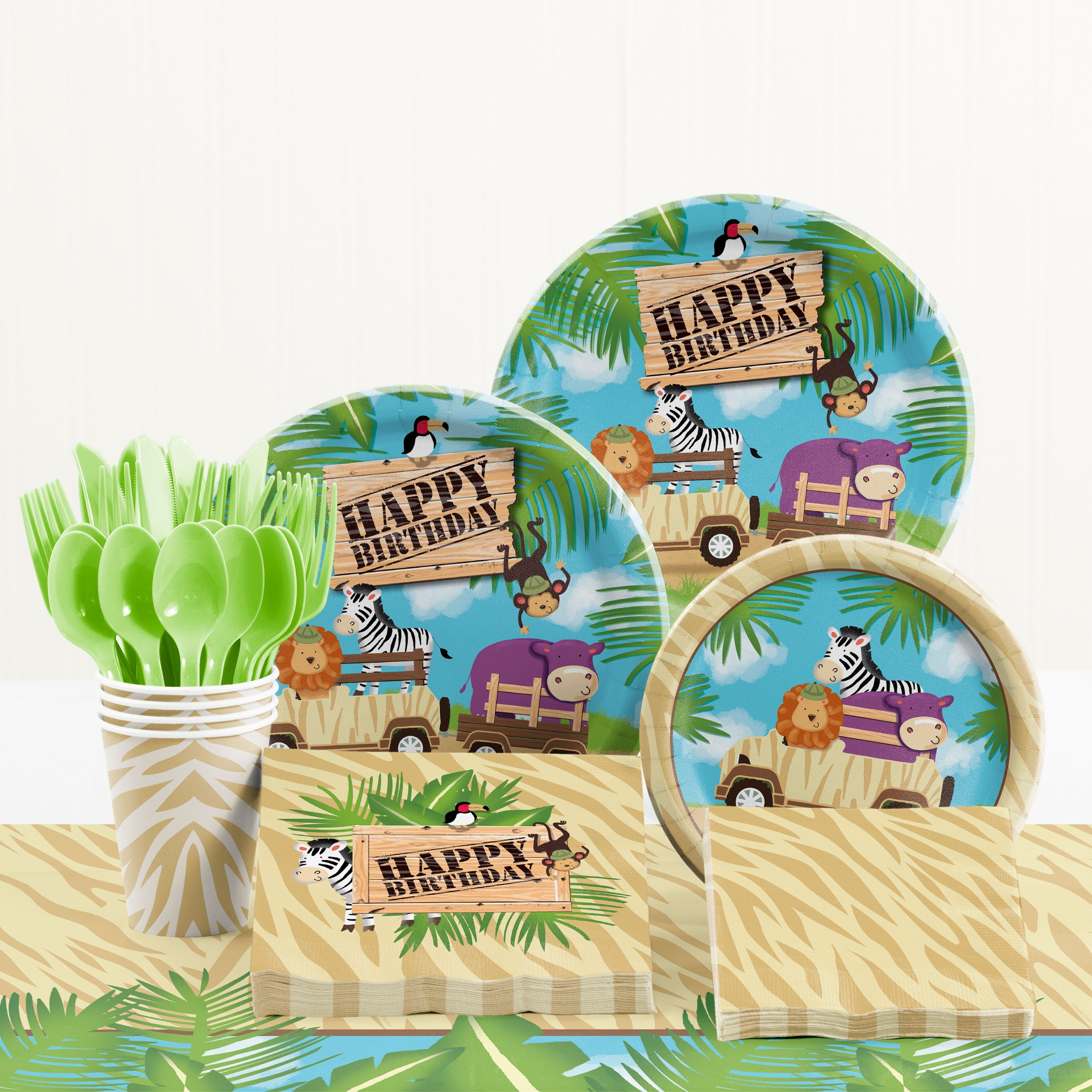 Safari Adventure Birthday Party Supplies Kit - Walmart.com ...