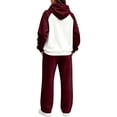 thumbnail image 3 of Dwelliawo Women's Tracksuits 2 Piece Set Solid Color Fleece Hoodie Jogging Athletic Pant Set Casual Winter Suit with Pockets Wine XL, 3 of 5