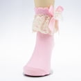 thumbnail image 7 of CUZIBR Toddler Kids Girls Dress Socks Solid Color Elegant Cute Bow Ruffles Lace Patchwork Frilly Cotton Ankle Socks Summer Lightweight Classic Uniform Footwear,Pink,1-2 Years, 7 of 7