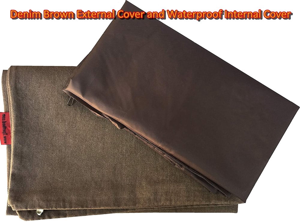Dogbed4less Pet Bed Cover Set with Waterproof Liner and Zipper, 48 x 29 inch, Denim Brown, 2 Count