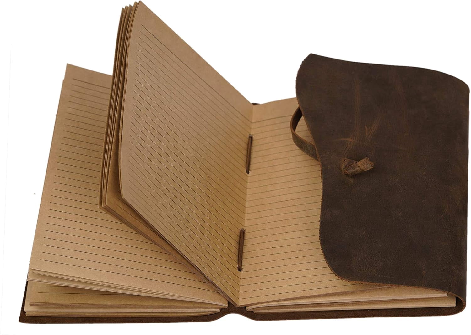 RusticVintage Leather Journal Travel Diary, Handmade Vintage Bound Notebook for Men & Women, Antique Finish, Genuine Leather Quality Lined Brown Paper for Notes, Art Sketchbook, 8X6 Inches, Brown