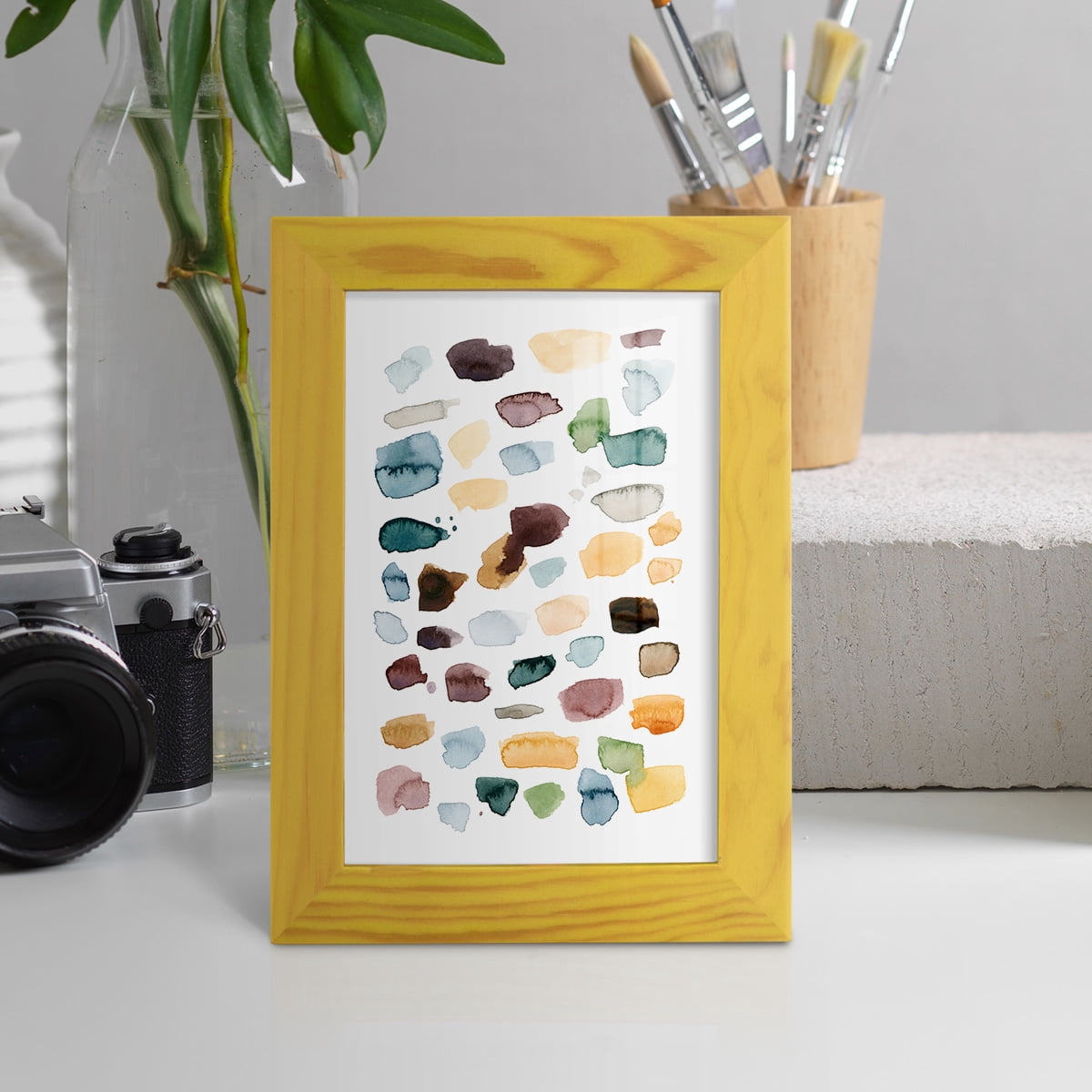 Shattered Segments II - Framed Print w/glass - Sunflower Yellow