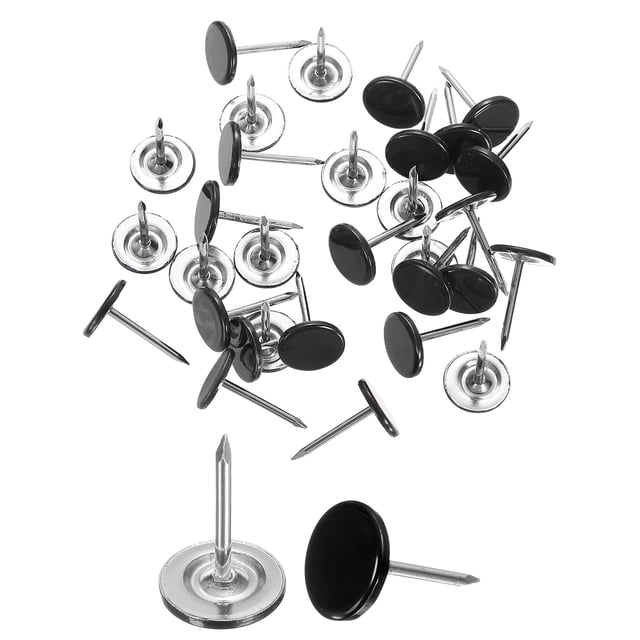 Lot de 30 Goupilles, 11mmx17mm Tête Plate Ronde Décorative, Noir