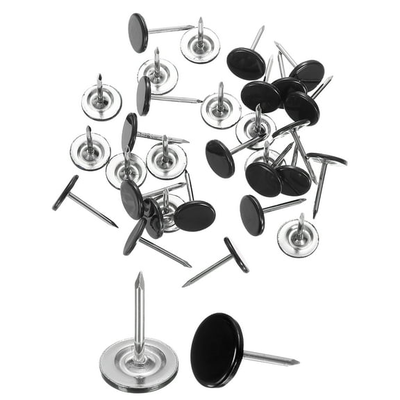 30Pack Push Pins, 11mmx17mm Round Flat Head Decorative Thumb Tacks, Black