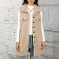 thumbnail image 4 of JUUYY Women's Long Fuzzy Sherpa Fleece Vest Casual Sleeveless Outerwear Travel Button Up Jacket Lightweight Warm Trendy Waistcoat Beige XXL, 4 of 7