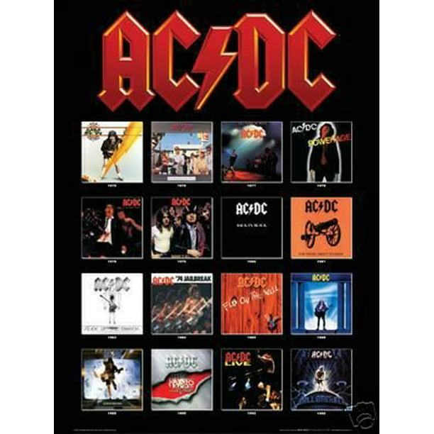træk vejret folder vand AC/DC Discography Poster Album Covers ACDC Collage New 24x36 - Walmart.com
