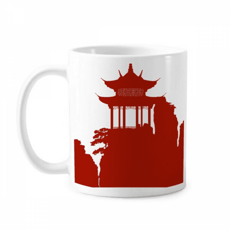 

China Pavilion Mountain Outline Illustration Mug Pottery Cerac Coffee Porcelain Cup Tableware