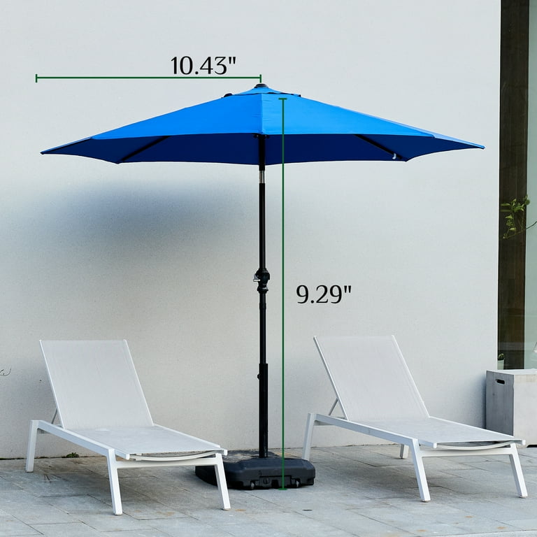 dark blue patio umbrella Ainfox 9ft Navy Blue Patio Umbrella with Push Button Tilt and Crank,  Waterproof Outdoor Sunshade Canopy