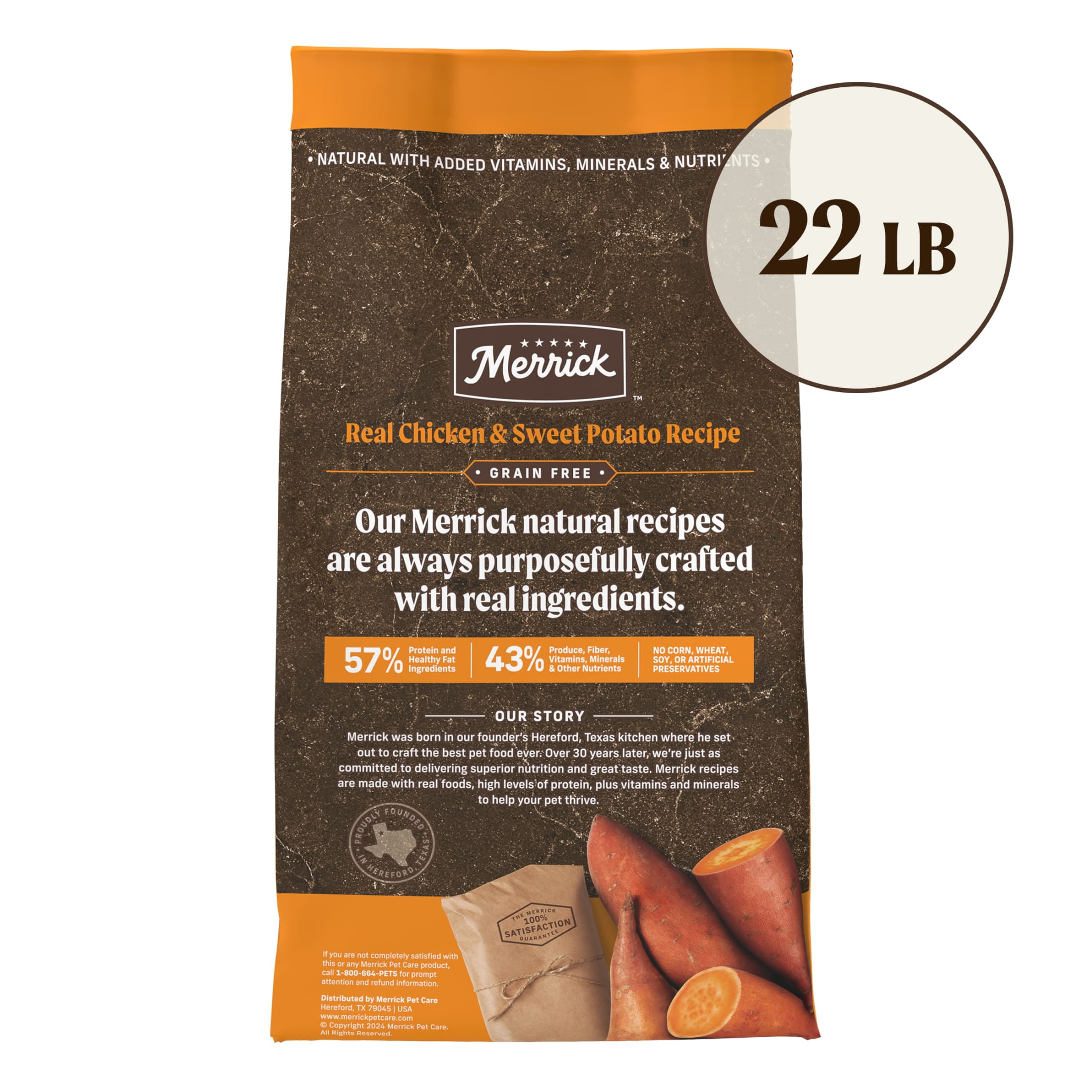Merrick Premium Grain Free Dry Adult Dog Food, Wholesome And Natural Kibble With Real Chicken And Sweet Potato, 22.0 lb. Bag