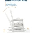 thumbnail image 3 of Outdoor Rocking Chair, HDPE Weather Resistant Patio Adirondack Chair Porch Rocker with Wood Texture & 380 LBS Support for Deck, Pool, Backyard, White, 3 of 7