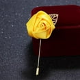 thumbnail image 4 of Gentleman's Suit Flower Brooch Handmade Lapel Pin Boutonniere Stick Corsage Accessory Multicolor Rose Satin Tuxedo Groom Wedding Banquet Party, 4 of 4