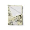 thumbnail image 2 of Vintage Soft Flannel Fleece Throw Blanket, Illustration of Kids Old Toys on Grunge Setting Teddy Bear Train Ball Childhood, Cozy Plush for Indoor and Outdoor Use, 70" x 90", Beige Black, by Ambesonne, 2 of 5