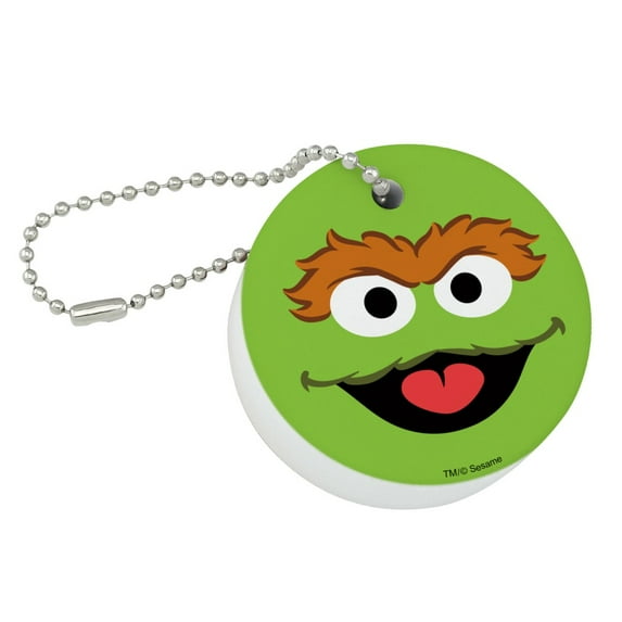 Sesame Street Oscar the Grouch Face Floating Keychain Round Foam Fishing Boat Buoy Key Float