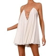 thumbnail image 2 of ITFABS Women’s Solid Color Hollow V-neck Chain Suspender A-line Short Dress, 2 of 9