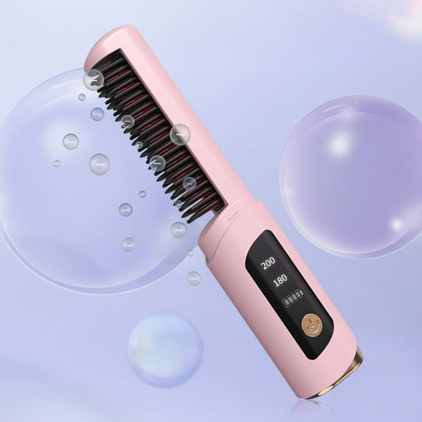 Electrodomésticos Peine alisador de cabello inalámbrico Peine negativo No daña el cabello Mini rizador portátil Rizador Peine férula Cepillo de pelo eléctrico