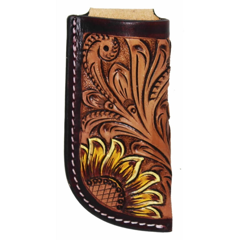  CHALLENGER Western Antique Feather Tooled Leather