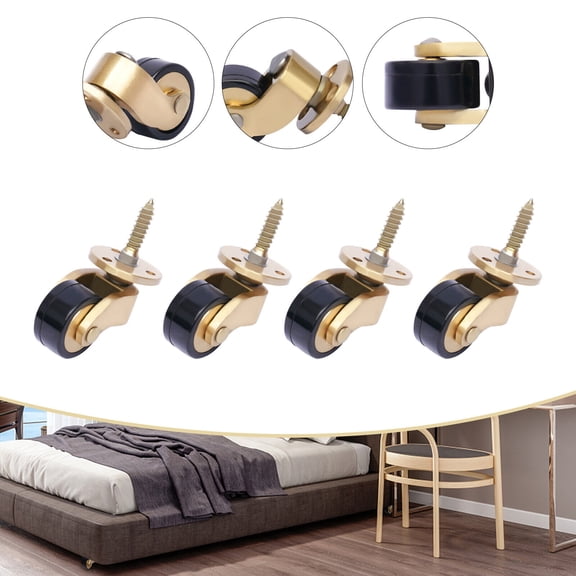 4 Heavy Duty Casters Locking Casters with 360 Degree No Noise Brass Wheels, Swivel Plate Castors Pack of 4