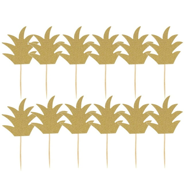 simhoa 12pcs Glitter Pineapple Cupcake Pick Cake Topper Birthday Party Decor Gold