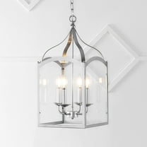JONATHAN Y Ruth 11" 4-light Traditional Classic Lantern Metal/Glass LED Pendant, Silver