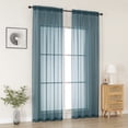 thumbnail image 5 of MKHILL Dusty Blue Sheer Curtains 96 Inch Long 2 Panels, Light Filtering Privacy for Living Room/Bedroom, Semi Transparent Voile Rod Pocket Window Treatment, Each 42" W x 96" L, 5 of 8