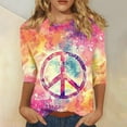 thumbnail image 1 of QIPOPIQ T-Shirts à Col Rond pour Femmes à Manches 3/4, Coupe Ample, Chemises Décontractées Unies Basiques, T-Shirts, Chemisiers, Liquidation, 1 of 5