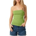 thumbnail image 2 of Ladies Solid Color Sleeveless Tube Top Casual Tight Top, 2 of 7