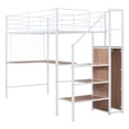 thumbnail image 6 of Kacho Loft Bed, Twin Size Metal Loft Bed with Desk and Metal Grid, Stylish Metal Frame Bed with Lateral Storage Ladder and Wardrobe, Space Saving, Noise Free, No Box Spring Needed, White, 6 of 12