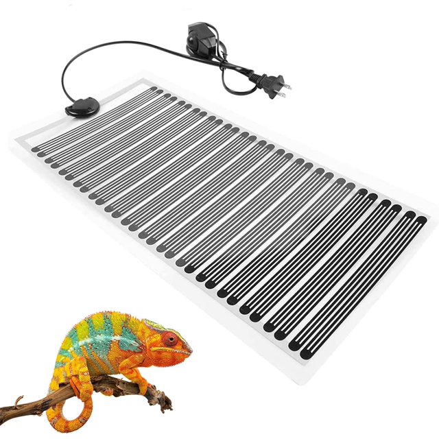 Almohadilla térmica para reptiles, 5W 110V Calentador debajo del tanque para reptiles Estera calefactora con controlador de temperatura para animales pequeños Serpiente Lagarto Dragón barbud
