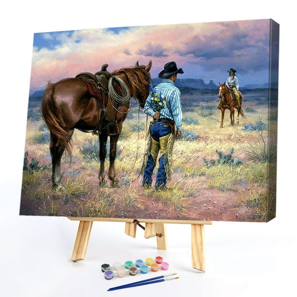Cuadros Decorativos Kits de pintura al oleo de pareja de vaqueros por numeros cuadro de lienzo arte de pared artesania DIY Sywqhk Nuevos Originales Walmart en linea