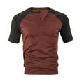 thumbnail image 3 of Krdevn Men's Color Blocked Button Open Neck Pineapple Grid Raglan Sleeves for Men Casual Loose Sports Business Short Sleeved T Shirt,M, 3 of 4