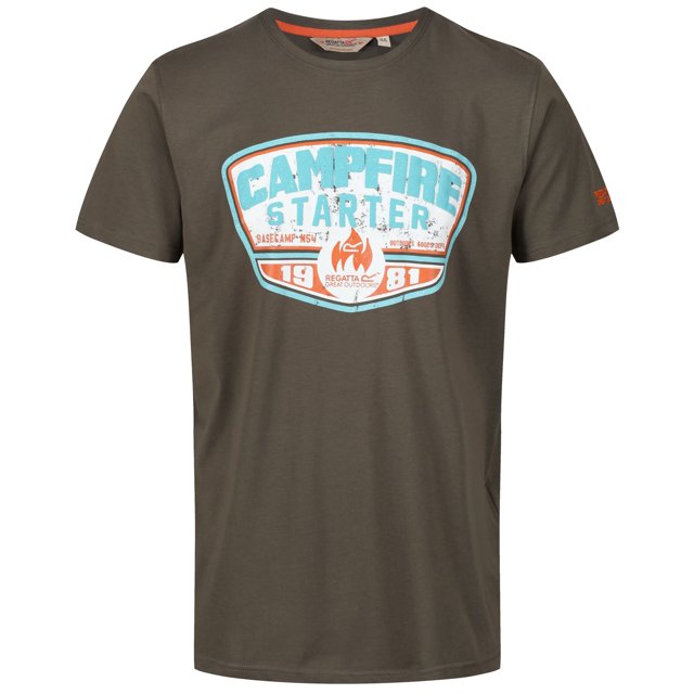 Regatta - Camiseta de cuello redondo con estampado Cline III para hombre caballero (Hoja de Olivo)