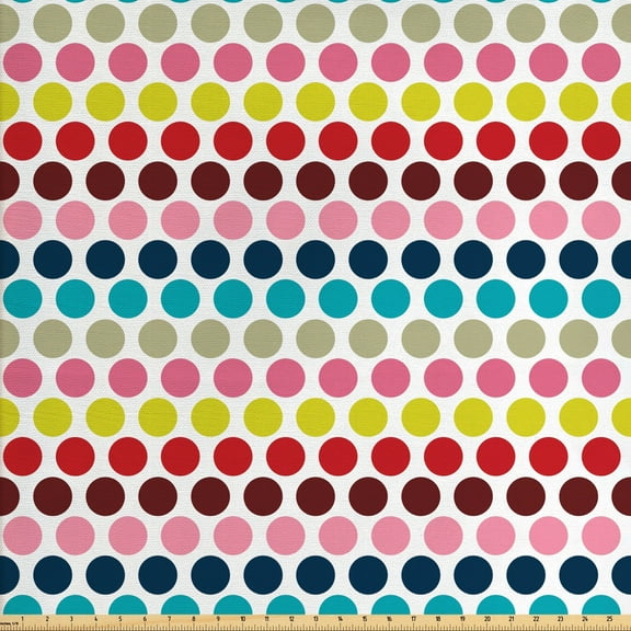 Ambesonne Colorful Fabric by the Yard Upholstery, Colorful Circular Shapes, 5 Yards, Multicolor