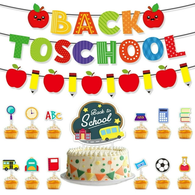4 Pcs Décorations de Fête de Rentrée Scolaire Bannière Suspendue Crayon Forme de Fruit Ensemble de Bannière de Papeterie Décoration de Fête de Bienvenue