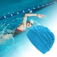 thumbnail image 2 of Unique Bargains 1 Pc Breathable Pleated Style Swimming Cap Lake Blue, 2 of 6