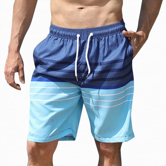 Hessimy Mens Casual Shorts Stretch Drawstring Summer Beach Shorts Golf Shorts with Pockets(Light Blue,XL)