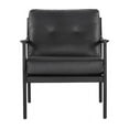 thumbnail image 3 of Sunpan Gilmore 18" Mid-Century Leather and Wood Lounge Chair in Black, 3 of 8