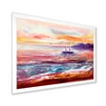thumbnail image 2 of Boat On The Ocean During Vibrant Sunset Glow 32 in x 24 in Framed Painting Canvas Art Print, by Designart, 2 of 4
