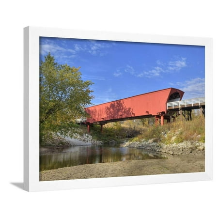 Foot Span Bridge - Roseman Covered Bridge Spans Middle River, Built in 1883, Madison County, Iowa, Usa Framed Print Wall Art By Jamie & Judy Wild