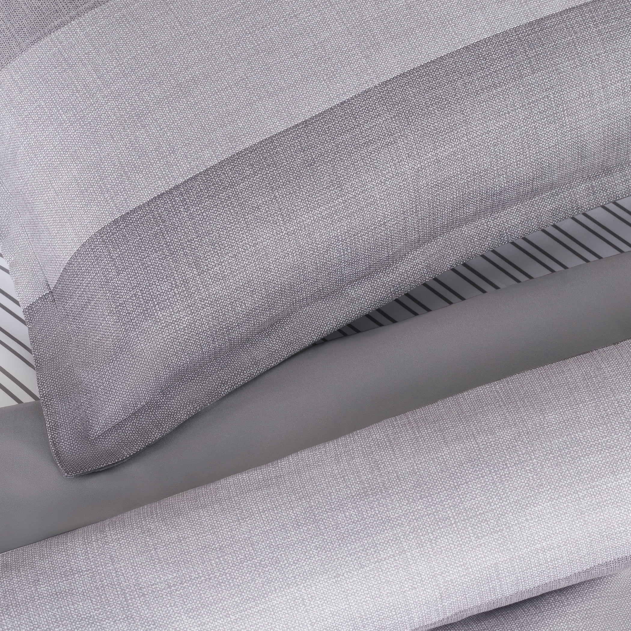 Serta Simply Clean 7-Piece Billy Neutral Textured Stripe Bed in a Bag, King