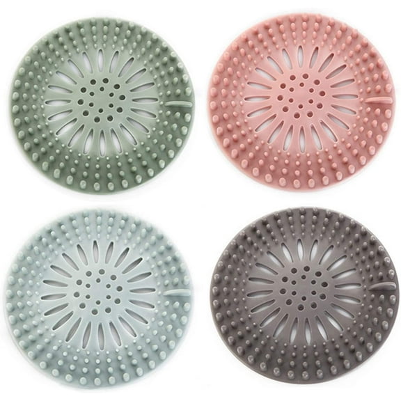 Silicone Hair Stopper 4 Pack: Bathtub Drain Stopper Shower Drain Cover, Easy to Install and Clean Suit for Bathroom Bathtub and Kitchen, Durable Drain Hair Catcher