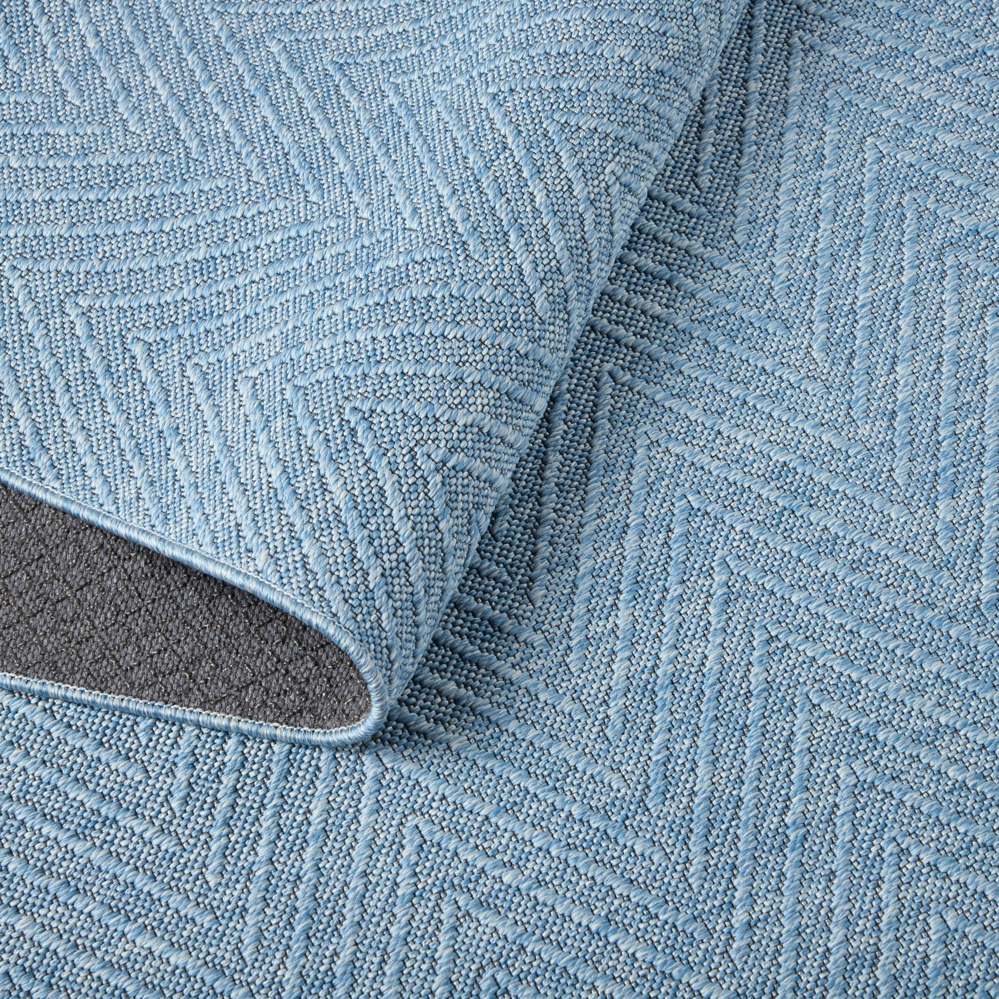 TOWN & COUNTRY BASICS Pax Herringbone Textured Solid Everwash® Washable Area Rug, Low Pile, Non-Slip Backing, Easy Clean Pet & Family Friendly Rug, Blue, 2'11"x4'11"