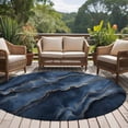 thumbnail image 4 of Round Rugs 5Ft, Navy Blue Round Area Rug Washable Indoor Throw Carpet, Luxury Abstract Modern Art Soft Non Slip Circle Rug for Cabinet Bathroom Home Decor Aesthetic, 4 of 8