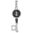 thumbnail image 2 of Sterling Silver Saint Benedict Medal Key Medal Handmade 1 5/8 inch (41mm) tall 22 inch R_50, 2 of 4
