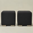 thumbnail image 3 of 18.5" Wide Modern Square Boucle Upholstered Ottoman with Solid Wood Legs Set of 2, Multi-Functional Sofa Footrest, Side Table, Extra Seating for Living Room, Bedroom, Fully Assembled (Black), 3 of 11