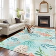 thumbnail image 2 of Large Area Rugs for Living Room Bedroom, Teal Red Coastal 5'x8' Rug Washable Carpet Runner Indoor Outdoor, Nautical Seahorse Beach Coral Starfish Non Slip Floor Mats Rug for Kitchen, Bathroom, 2 of 8
