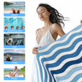 thumbnail image 5 of Geometric Nautical Striped Pattern Beach Towels Blanket Soft&Absorbent Quick Dry Microfiber Blue White Wave Pattern Pool Towels for Swimming ,Yoga, Sports, Gym, Camping,Large 35X70in,, 5 of 8