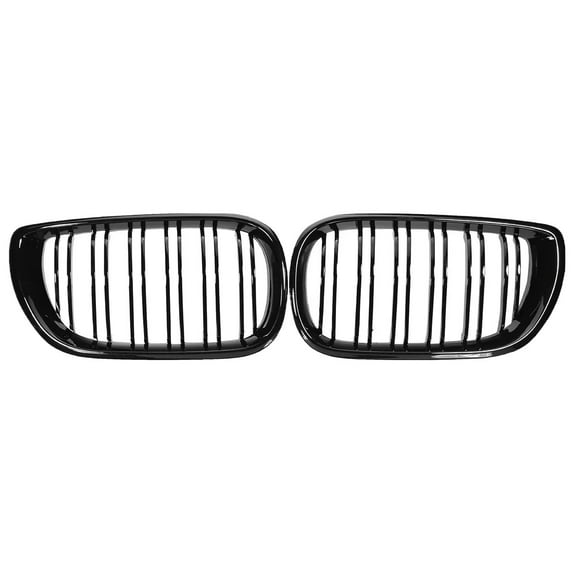 1Pair Car Front Kidney Grills Gloss Black 2 Slat Hood Grill For BMW 3 Series E46 4 Door 2002-2005 Racing Grille