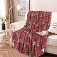 thumbnail image 2 of Red Christmas Tree and Snowflake Pattern Round Blanket,Comfortable Soft Flannel Throw Blanket,All Season,Warm Lightweight Blankets for Sofa Bed Couch Living Room Chair 47"x47", 2 of 5