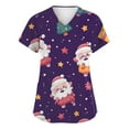 thumbnail image 3 of Garbnen Women Scrub Tops Christmas Womens Scrub Tops Printed Short Sleeve V Neck Navidad Print Nurses Working Uniforms with Pockets, 3 of 7